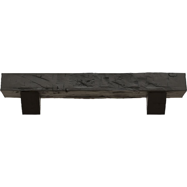 Kit W/ Breckinridge Corbels, Burnished Cedar, 8H X12Dx84W Hand Hewn Faux Wood Fireplace ManteL